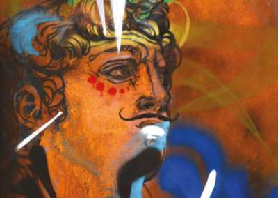 Portrait de Dali stylisé à la bombe sur toile