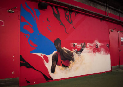 Graffiti du saut en longueur à L'Arena Stade Couvert de Liévin